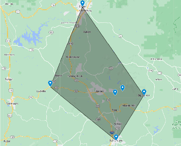 Our North Georgia Pet Sitting Service Area - Pet sitter and dog walker in North Georgia: Jasper, Bent Tree, Big Canoe, Tate, Marble Hill, Ball Ground, and Ellijay. Looking for a pet sitter in Jasper, Georgia? We're trained, certified and insured to care for your pets in Pickens, Cherokee and Gilmer counties.